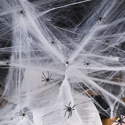 1400 sqft Halloween Spider Webs Decorations with 20 Fake Spiders, Super Stretchy Cobwebs for Halloween Decor Indoor and Outdoor