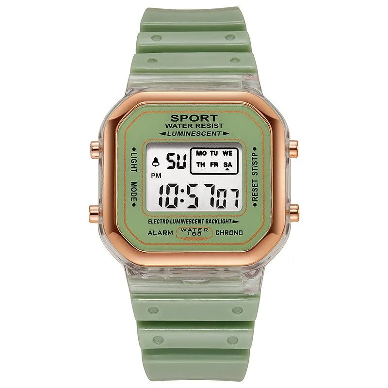 New Fashion Digital Student Transparent Electronic Watch Candy Multicolor LED Women Men Sports Waterproof Watches Clock Gift