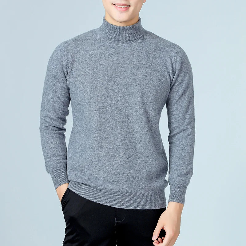 100% Wool Man Pullovers Winter New Fashion Vneck Sweater Hot Sale Wool Knitted Jumpers Male Woolen Clothes Standard Tops