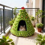 Winter Christmas Tree Cat Nest Handmade /Finished Cat Bed /Winter Warmth Semi Enclosed Dog Nest Felt Cone Pet House 크리스마스 고양이 굴