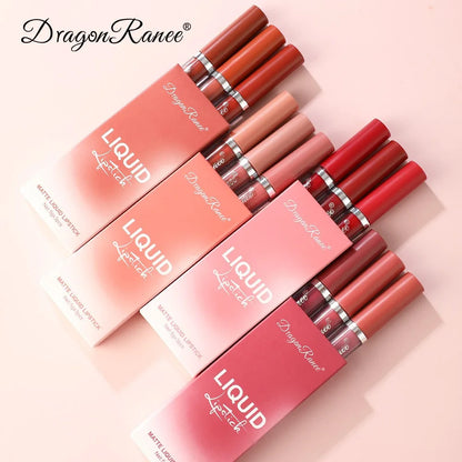 3Pcs/box Liquid Lipstick Set Matte Velvet Lip Gloss Set  Waterproof Liquid Lipstick Lip Non Stick Cup Lip Gloss Makeup