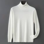 Men's 100% Pure Wool Pullover Sweater For Autumn Winter High Collar Knitted Long Sleeved Loose Solid Color Casual Simple Warmtop