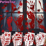 Halloween Wall Doors Windows Stickers Blood Handprint Footprint Skull Pattern Halloween Party Scene Decor Supplies Horror Props