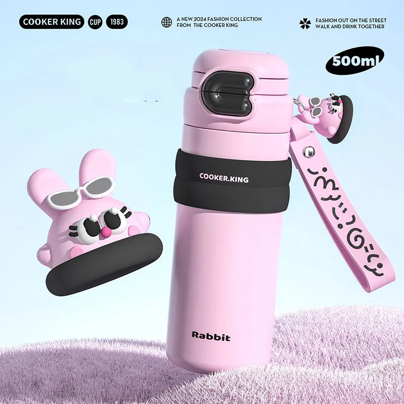 COOKER KING 500ml Stainless Steel Vacuum Insulated Water Bottle for Women, Leak-Proof Thermal Flask, Portable Travel Tumbler