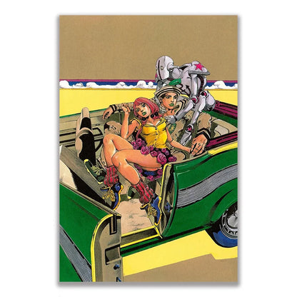 Anime JOJO Bizarre Adventure Retro Poster Canvas Wall Art Printing Waterproof Home Living Bed Room Bar Hallway Aesthetic Decor