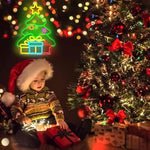 Christmas Neon Sign Tree Gift Box Light Decorations Dimmable LED Light Up Sign for Wall Decor Party Kids Gift Winter Home