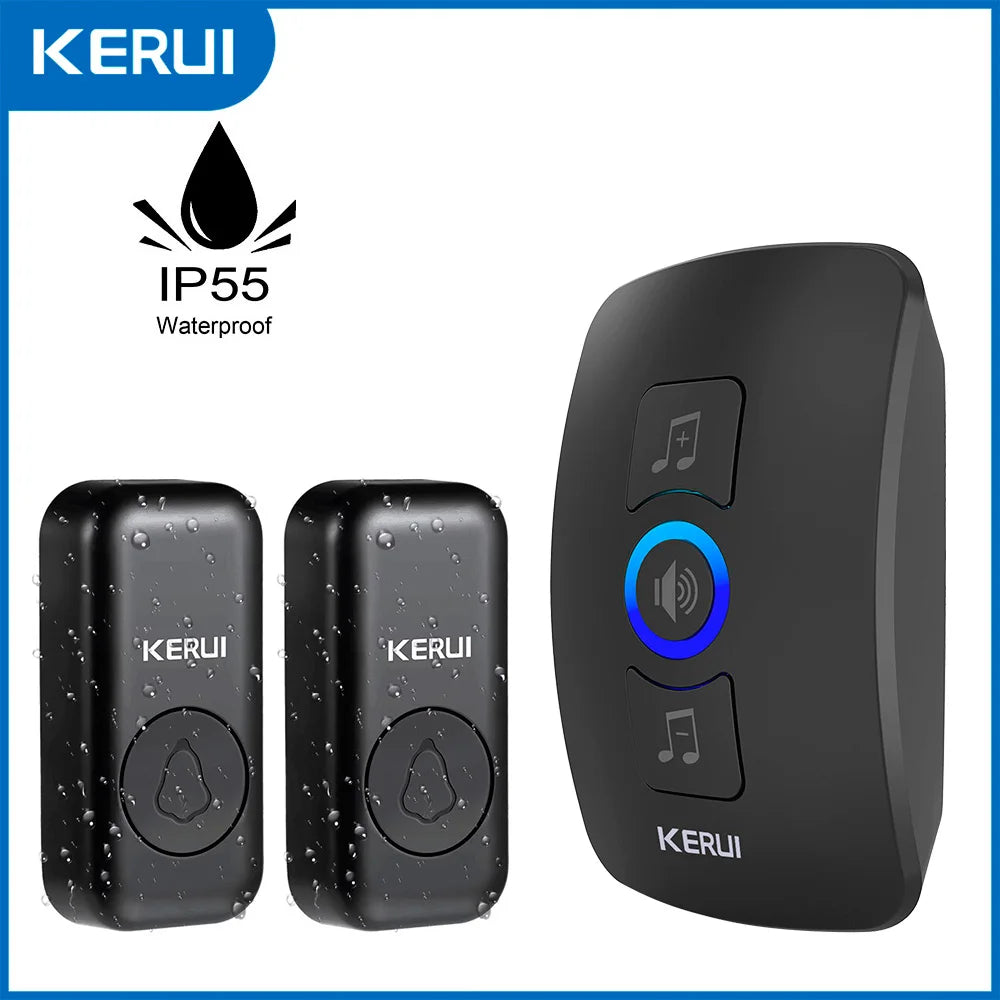 KERUI Wireless Doorbell Waterproof OutDoor Smart Home Door Bell Welcome Melodies Chimes LED Flash Security Adjustable Volume