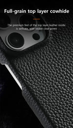for Magsafe Case for iPhone 17 15 16 Pro Max Air 16Pro Natural Cowhide Lychee Leather Magnetic Protector Luxury Phone Back Cover