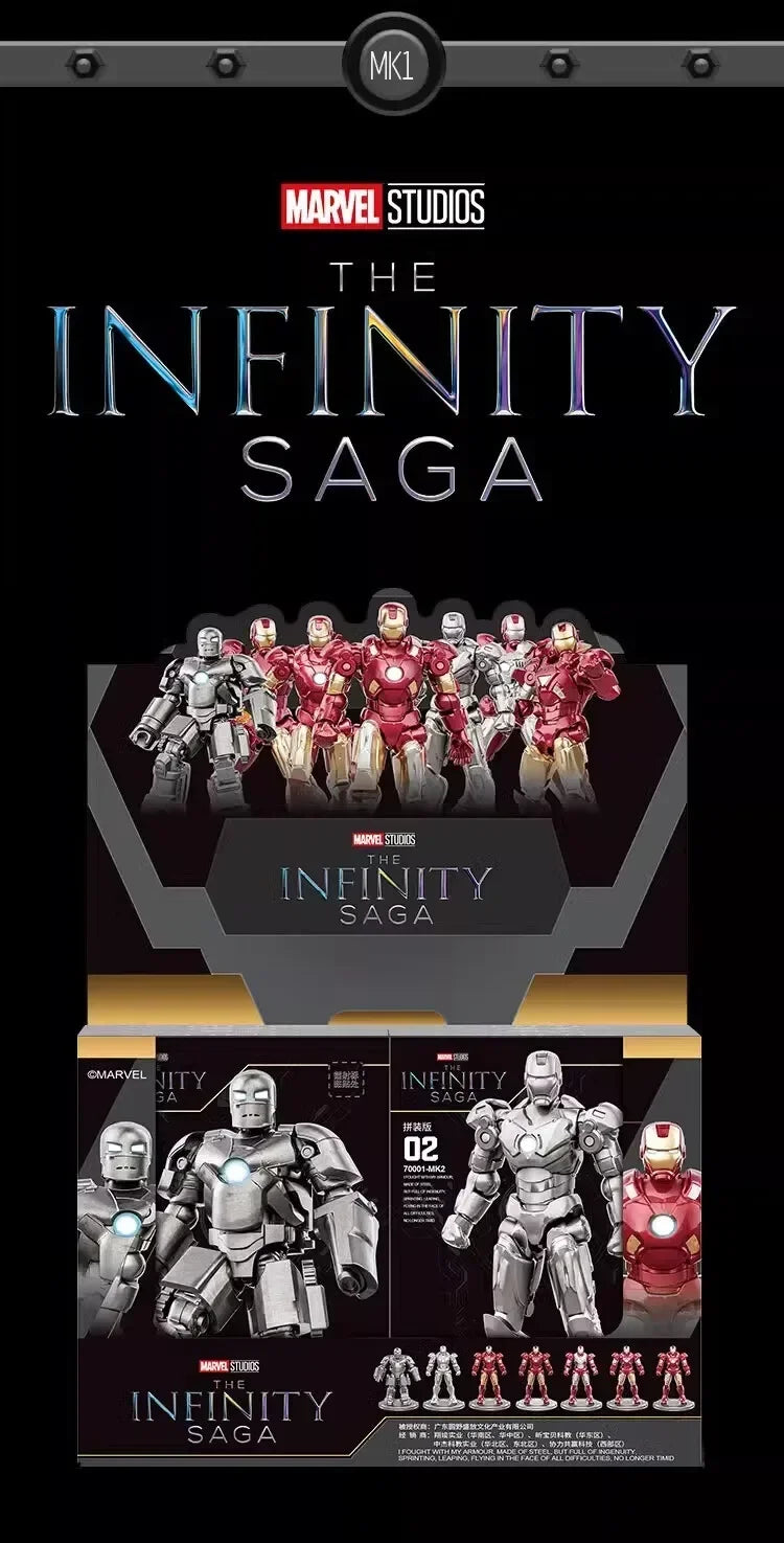 Marvel figure Splicing toys iron man MK1 MK2 MK3 MK4 MK5 MK6 MK7 Action figure model Birthday gift for children