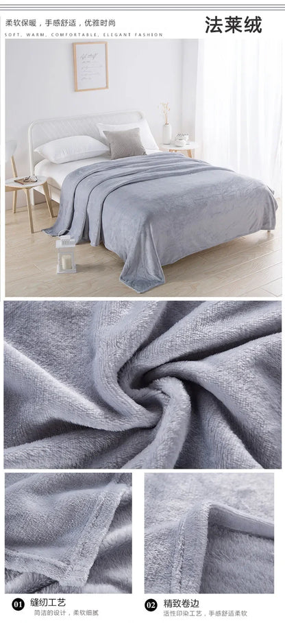 2025 new solid color simple plush blanket multi-functional Farley plush thickened warm blanket