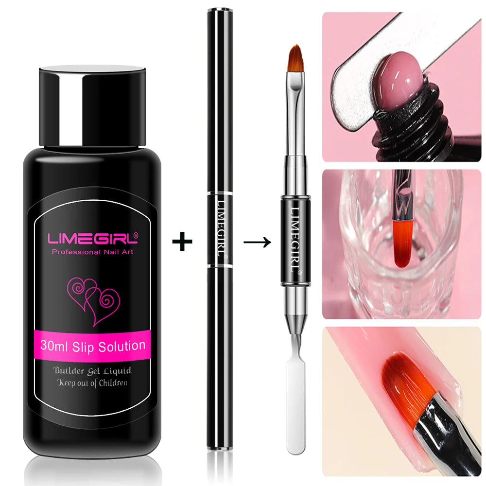 LIMEGIRL 30ml Nail Extension Gel Glitter Soak Off Nail Acrylic Crystal Build Poly UV Gel for Nails Quick Extension Manicure Glue