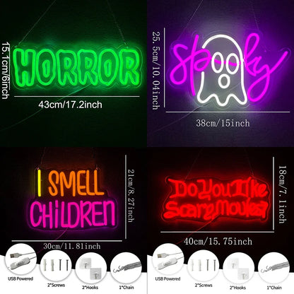 Do You Like Scary Movies Neon Sign for Wall Decor,LED Neon Light for Movie Night Party Horror Room Gothic Font Halloween Decor