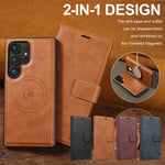 2 In 1 Magnetic Leather Case for Samsung Galaxy S25 Ultra S24 Plus S23 + S25Ultra S25U Wireless Charging Card Slot Phone Cover