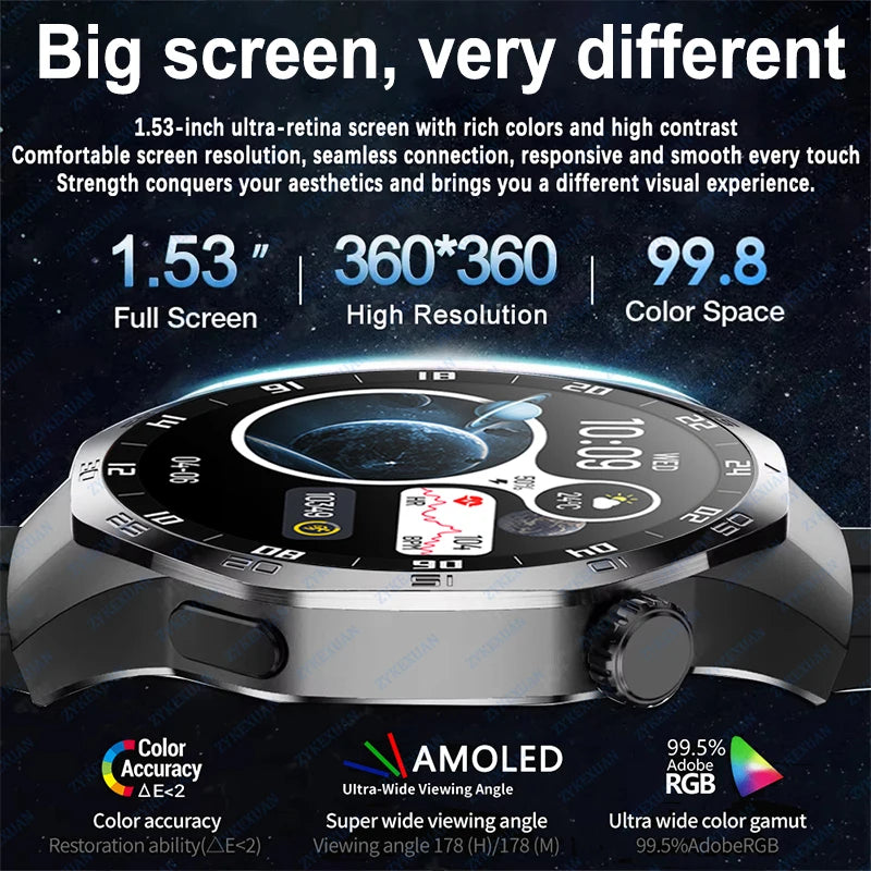 For HUAWEI GT5 Pro Smartwatch Men 360*360 HD AMOLED Screen GPS Motion Track Heart Rate Bluetooth Call IP68 Waterproof Smartwatch