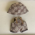 17cm For Labubu Doll Clothing Skirt Bowhair Accessory Set Retro Bib Pants Clothes Luxury Messenger Bag Shoes Set Sitting Party