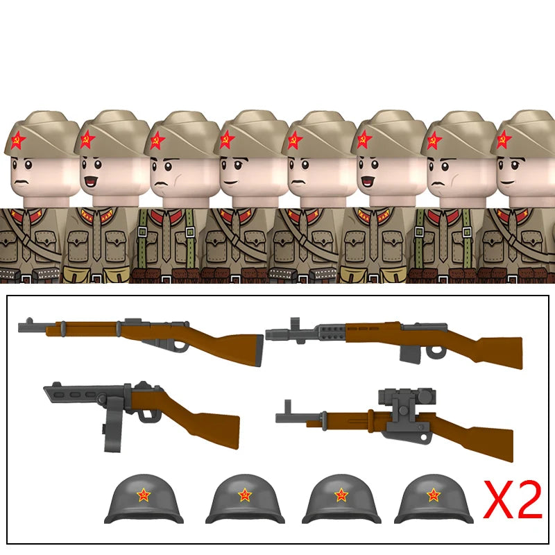 Military WW2 German Navy Armored Troops Building Blocks US 101st Britain Soviet Union Soldiers Infantry Weapons Bricks Toys Kids