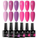 6pc All-season Gel Nail Polish Set Nude Pink Red Glitter Semi Permanent UV Gel Polish Kits All For Manicure Soak Off Vernis