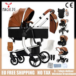 Lightweight Baby Stroller 3 in 1 Stroller PU Leather Stroller for Newborn Baby Car Seat Portable Baby Cart Pram High Landscape