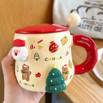 Christmas-themed mugs with magnetic accessories and LIDS, cute ceramic cups, women, couples, office coffee cups