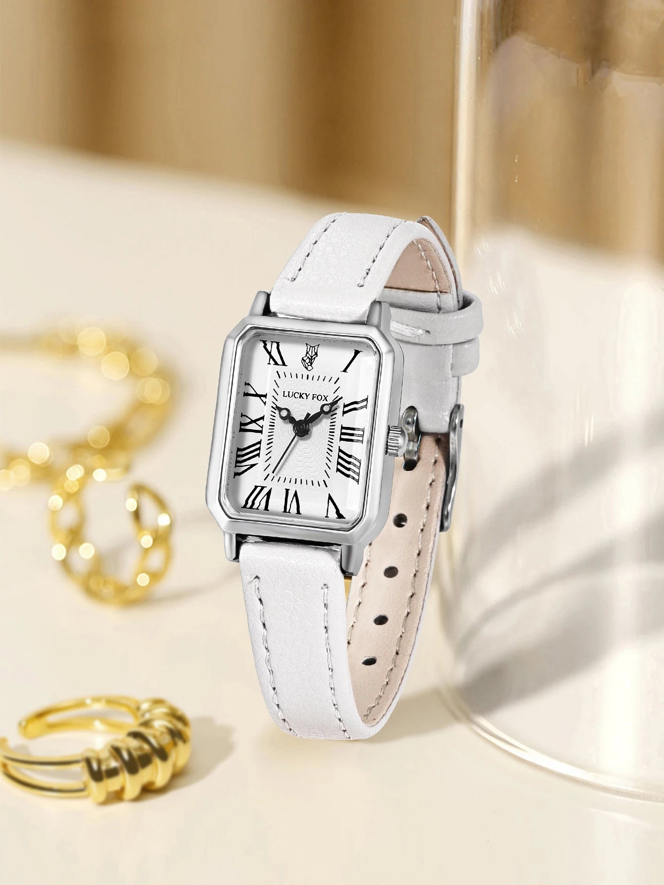 Fashion Rectangle Quartz Wrist Watch for Women Luxury Brand Roman Dial Leather Strap  Ladies Watches Clock