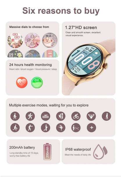 2025For HUAWEI Smart Watch Women GPS Trajectory Heart Rate Blood Pressure NFC Bluetooth Call 1.27inch AMLOED Smartwatches Ladies