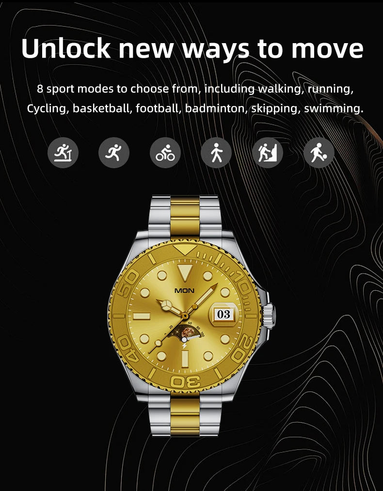 Aiweile AW46 Smartwatch Smart Watch Man 1.32 Inch HD AMOLED Screen Sports Modes Bluetooth Call for Android Yacht Range Master