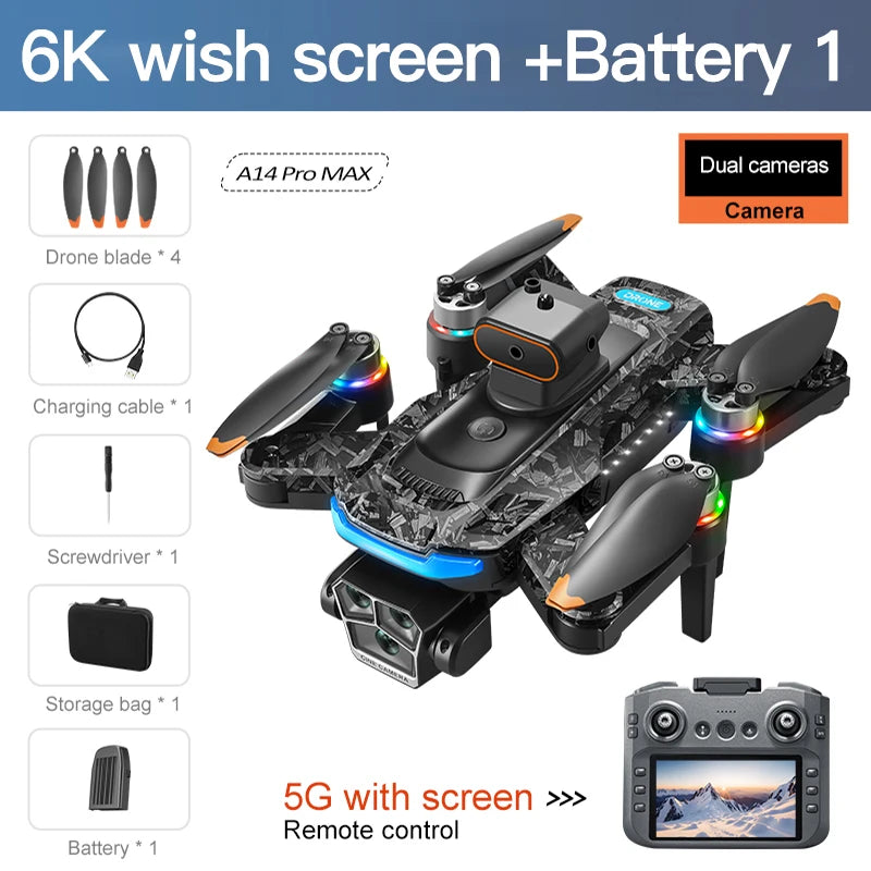 Xiaomi Mijia A14Pro max GPS Brushless 8K three Camera Optical Flow Obstacle Avoidance Foldable Quadcopter RC Distance Drone Toys