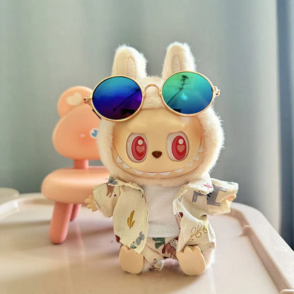 1 Set Hawaii Original Luxury Clothes for Labubu V1 V2 Cute Shark Duck Shoes Shirt Pants Glasses Beach Clothes Suit for Labubu