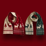 Christmas Scarf for Women Men Cute Deer Elk Knitted Scarves Winter Warm Woolen Shawl Girls Christmas Present