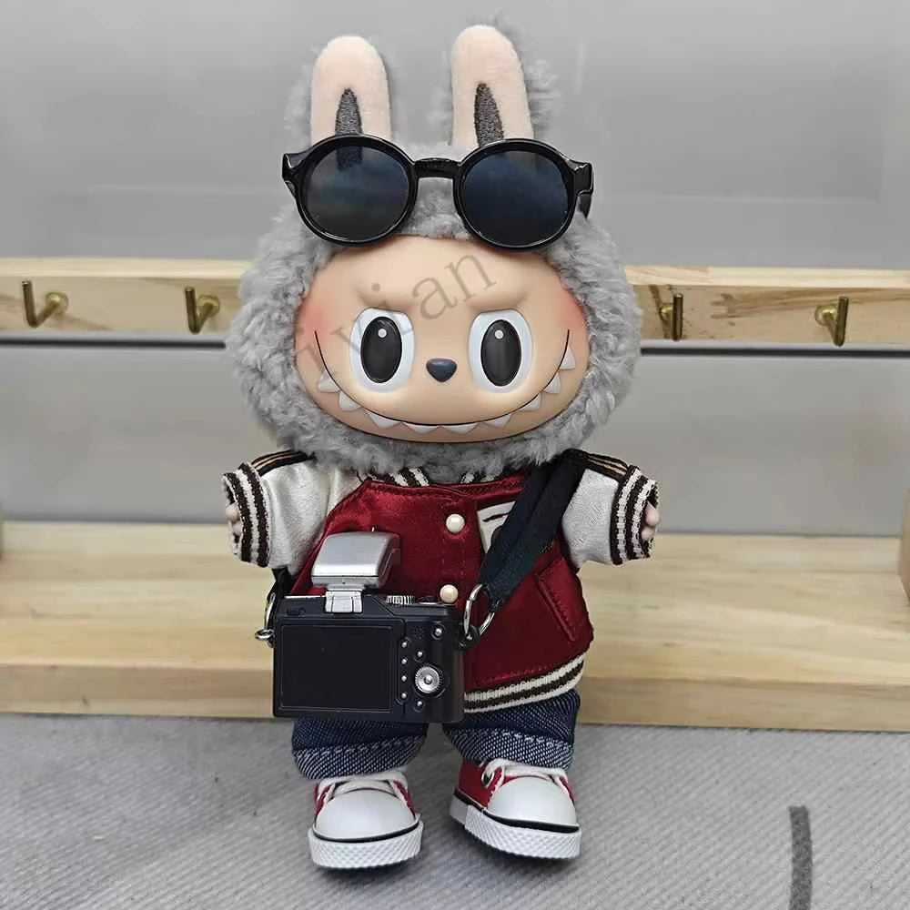 Mini Doll'S Clothes Outfit Accessories For Korea Kpop Exo 15-17cm Labubu V1 V2 Baseball jersey pants shoes camera Clothing Gift