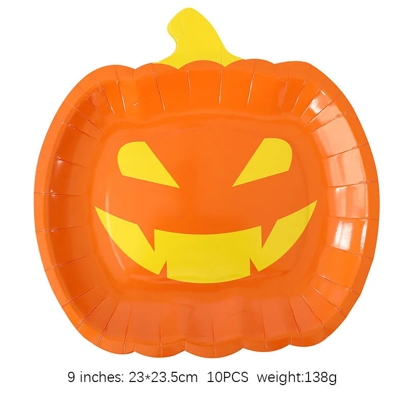 Halloween Thanksgiving Disposable Tableware White Paper Plates Halloween Pumpkin Party Supplies Birthday Party Decor