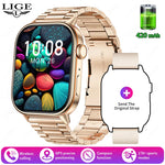 LIGE 2025 For Android IOS GPS Smart Watch Women 2.01" HD Screen Heart Rate Bluetooth Call Compass IP68 Waterproof Men Smartwatch
