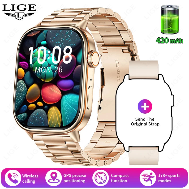 LIGE 2025 For Android IOS GPS Smart Watch Women 2.01