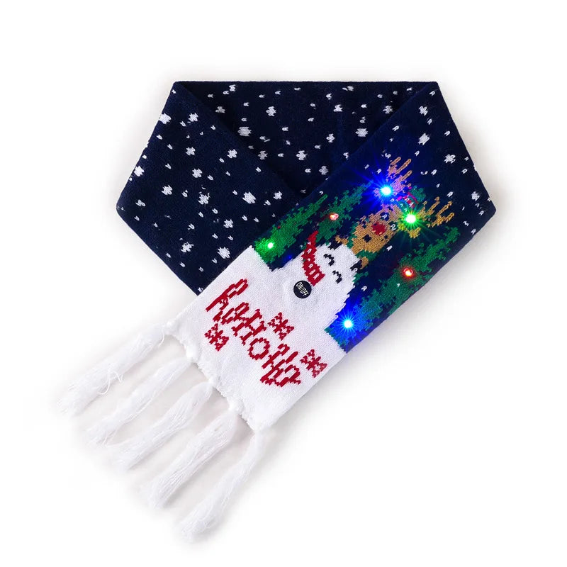 Christmas LED Scarf - Knitted Multicolor Light-Up Scarf for Kids and Adults
