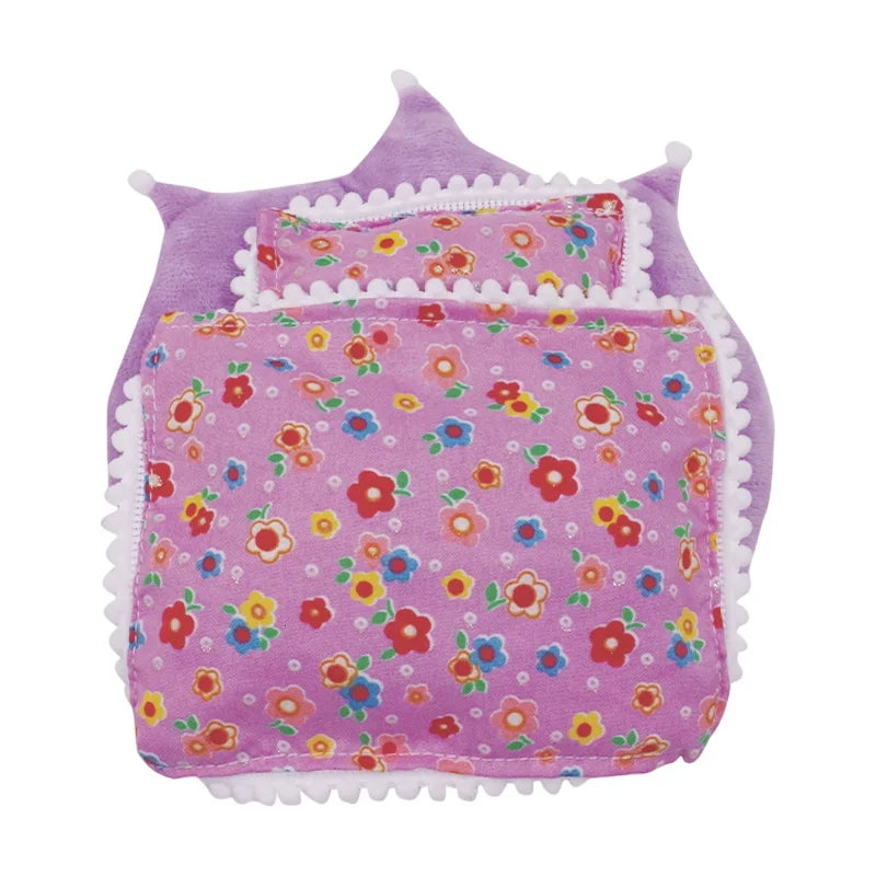 17cm Mini Doll's Accessories Set For Labubu Doll Pop 3Pcs/Set Bed+Quilt+Pillow Pajamas Sleeping Bag Dollhouse Gift,Girl's Toys