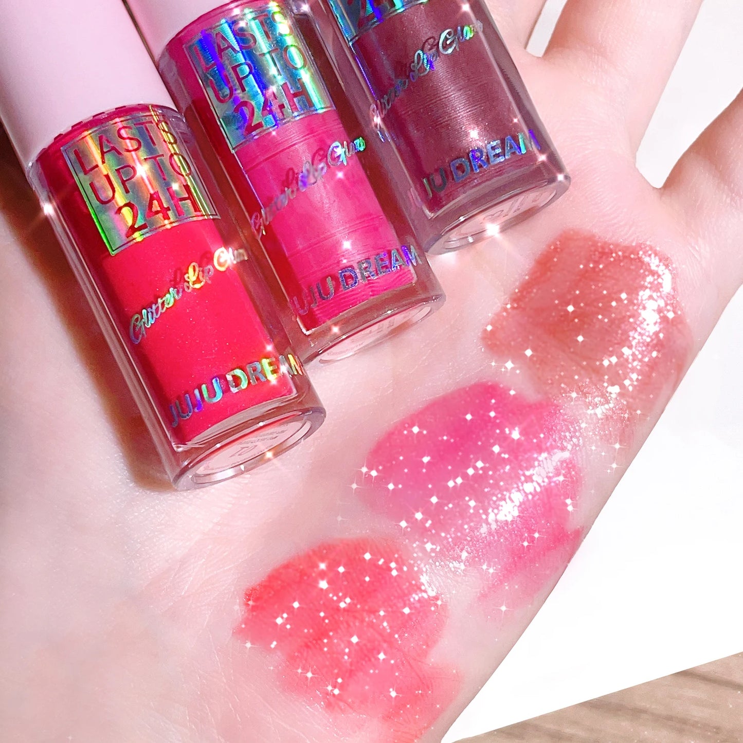 6 Colors Glitter 1pcs Lip Glaze Long Lasting Lip Gloss Waterproof Liquid Lipstick Makeup Lip Oil Lip Tint Moisturizing Lip Balm