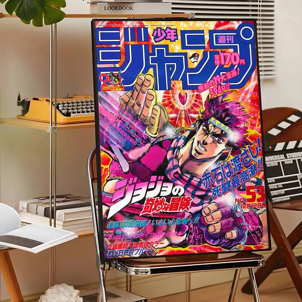 Anime J-JoJo Bizarre Adventure Poster Sticky Wall Art Printing Waterproof Home Living Bed Room Bar Aesthetic Decor