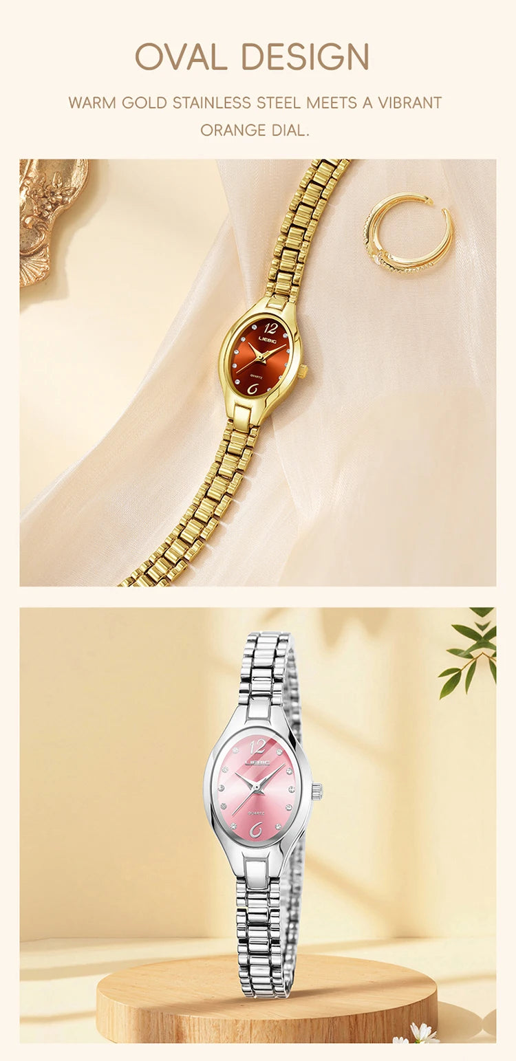 LIEBIG Stainless Steel Strap Quartz Watch Top Brand Luxury Elegant Wristwatches Fashion Automatic Watches For Women Reloj Mujer