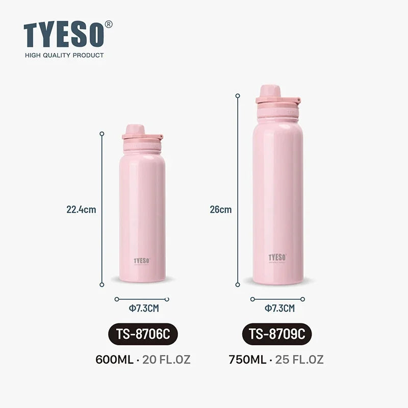 Tyeso Thermos Bottle Portable Sport Vacuum Flask Travel Stainless Steel Thermal Water Bottle Keeps Cold and Heat Thermal Mug