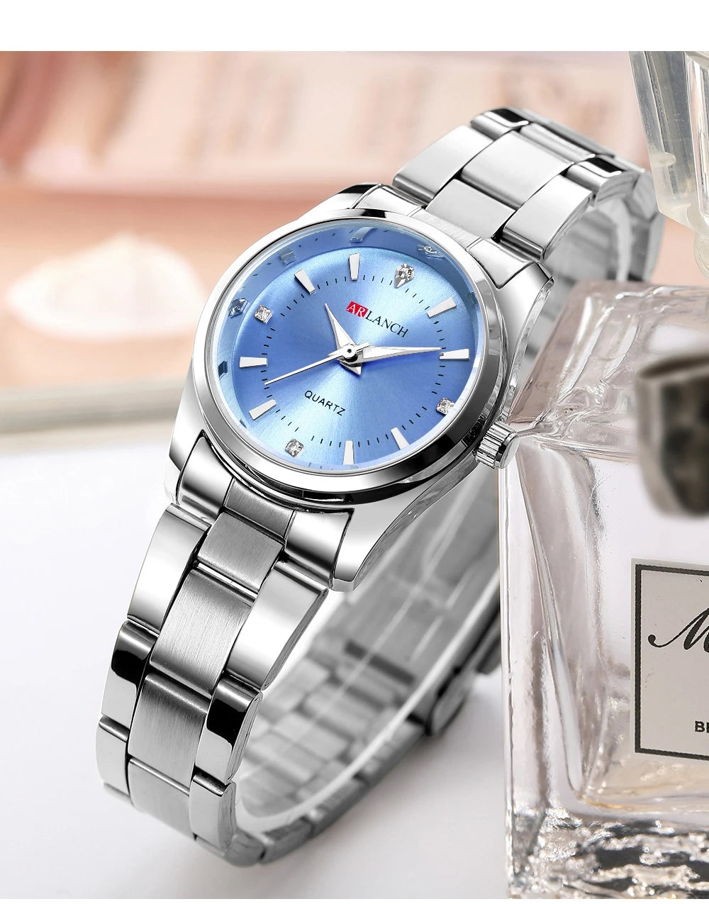Luxury Women's Watch 29mm Fashionable Stainless Steel Rhinestone Pink Minimalist Girl Clock Outdoor Travel Women Wrist Watches