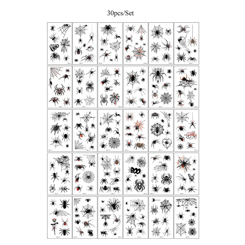 30pcs Waterproof Halloween Tattoo Stickers Bleeding Wound Scar Temporary Tattoos for Women Men Fake Tattoo For Halloween Party