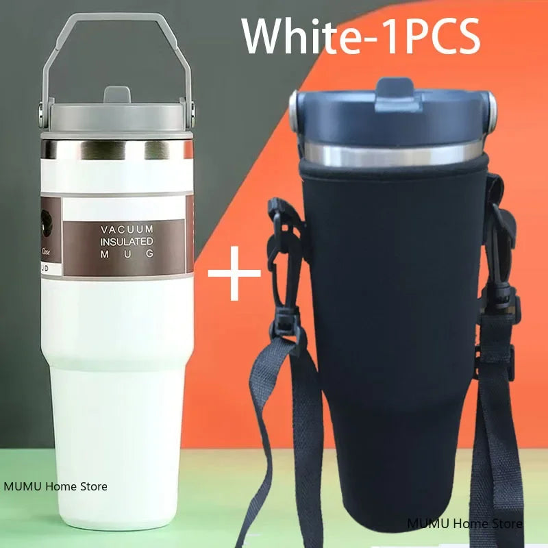 20oz/30oz Stainless Steel Thermos Mug With Straw Keeps Cold and Heat Thermal Mug Tumbler Outdoor Sports Thermal Water Bottle