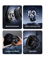 Baseus Bass 30 Max Wireless Headphone Bluetooth 5.3 40mm Bass-Enhance Foldable Over Ear Headsets 50H Play time Gaming Earphone
