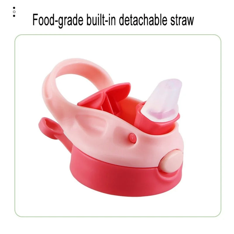 Outdoor Simple Solid Color Stainless Steel Vacuum Thermos Cup with Straw with Handle Children's Water Cup Portable Sports Cup