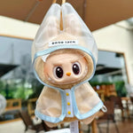 For 17 cm labubu v1/v2/v3 clothes summer doll clothes rabbit ear raincoat for Labubu Outfit DIY Labubu Clothing Gift
