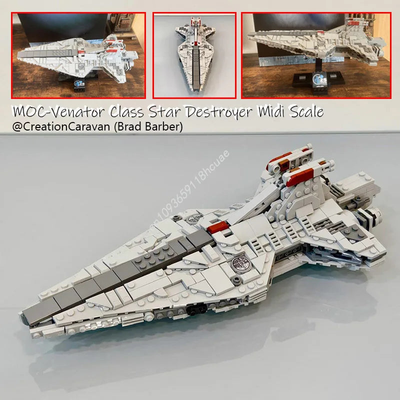 NEW 660PCS MOC Space Venator Class Star Destroyer Midi Scale Building Blocks Model Creative Expert Bricks DIY Assemble Toys Gift
