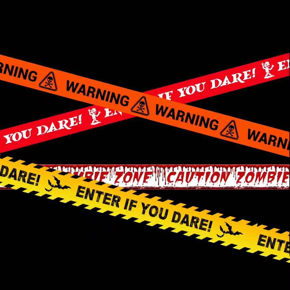 Halloween Warning Tape Signs Banner Halloween Props Window Prop Party Danger Warning Line Halloween Party Decoration Supplies