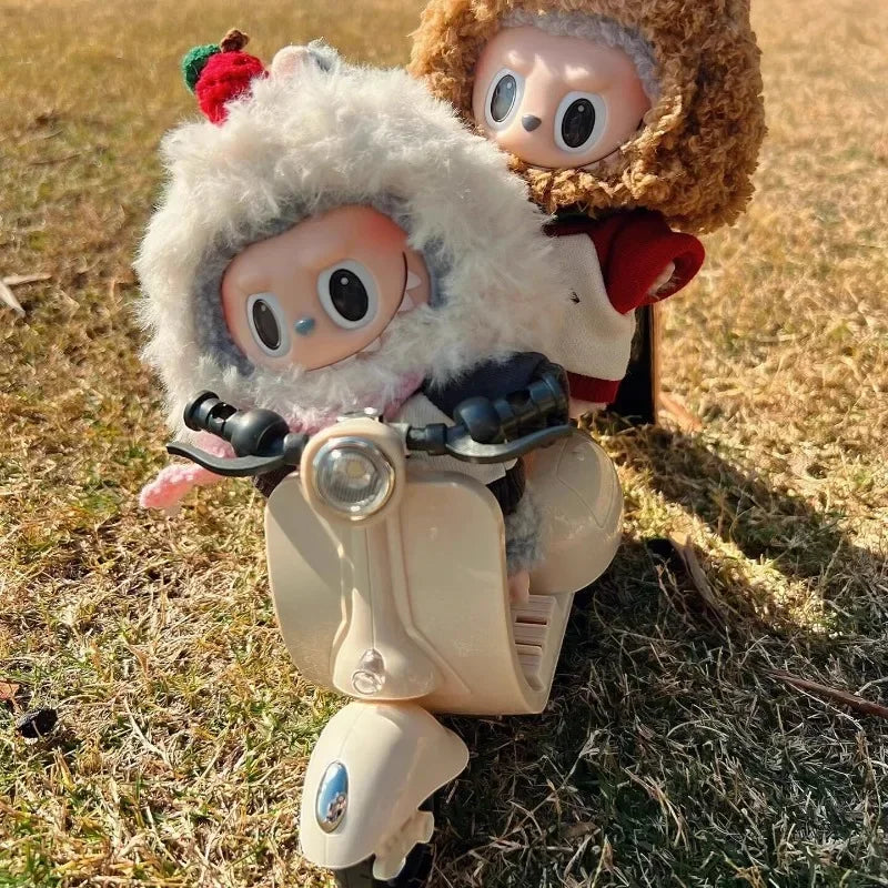 New Mini Electric Motorcycle Toy For Labubu Doll Accessories Fun Cute Doll Toys With Lights And Music Rotating Miniature Gift