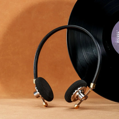 ROSESELSA Distant Mountain Retro Over Ear HiFi Headsets OOTD Vintage Metal Wired Headphones with MMCX 3.5mm Plug