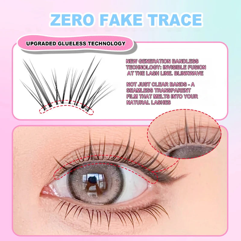 Upgraded Sunflower False Eyelashes No Glue Fake Lashes  Natural Reusable Band-Free Lashes Manga Lash Makeup Korean